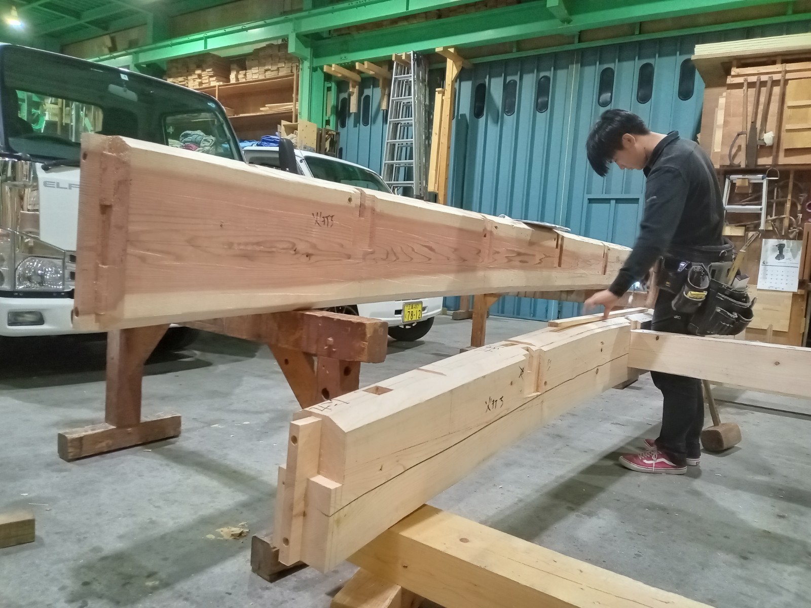 初めての丸太の仕事